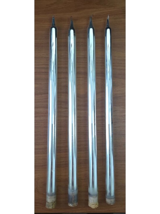 Other - VINTAGE Set Of 4 Mercury Glass Taper 14" Silver Candles Candlesticks - Portugal